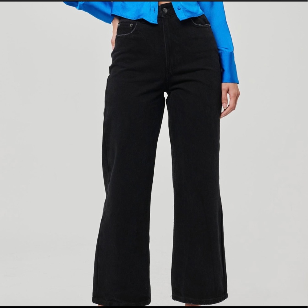 GLASSONS Wide Leg Jeans in Washed Black